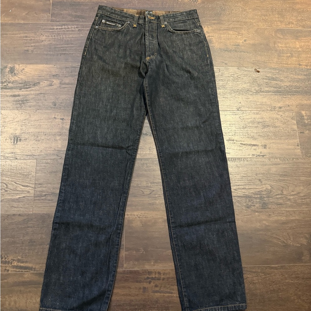 D&G Black Straight Jeans with Contrasting Stitching distressed black
